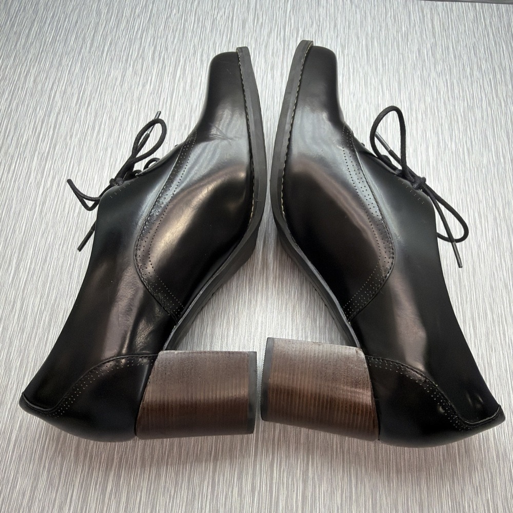 Clarks Artisan Women's 7.5 Black Leather Oxford Block Heel Lace Up Shoes - Picture 7 of 10